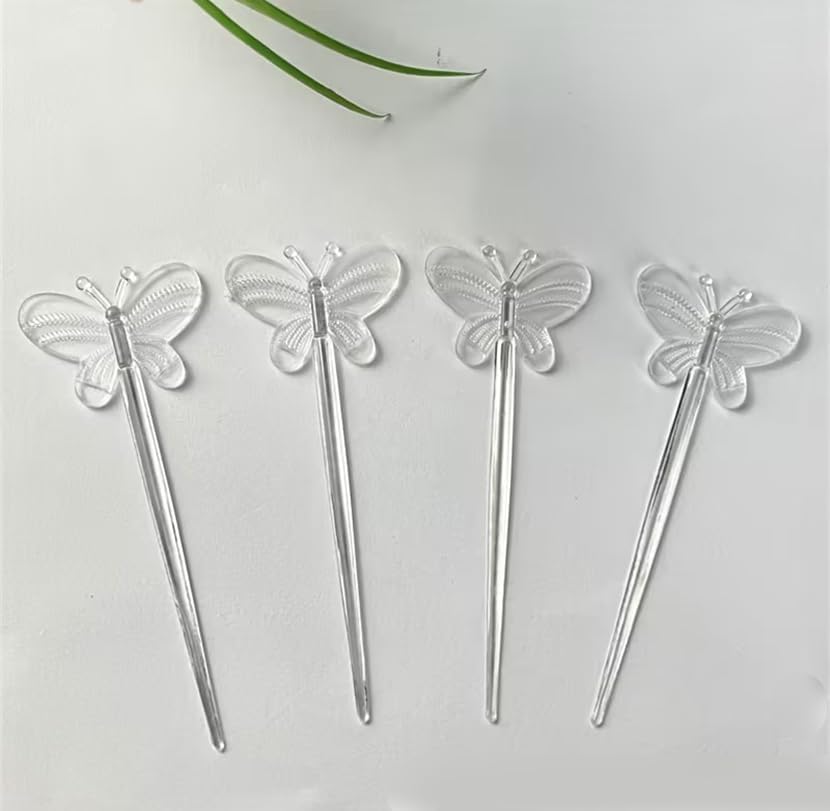 200 Pcs Clear Plastic Cocktail Picks Butterfly Fruit Toothpicks Food Drink Picks Sandwich Appetizer Sticks Skewers Party Supplies for Wedding Baby Shower, Bar Tools